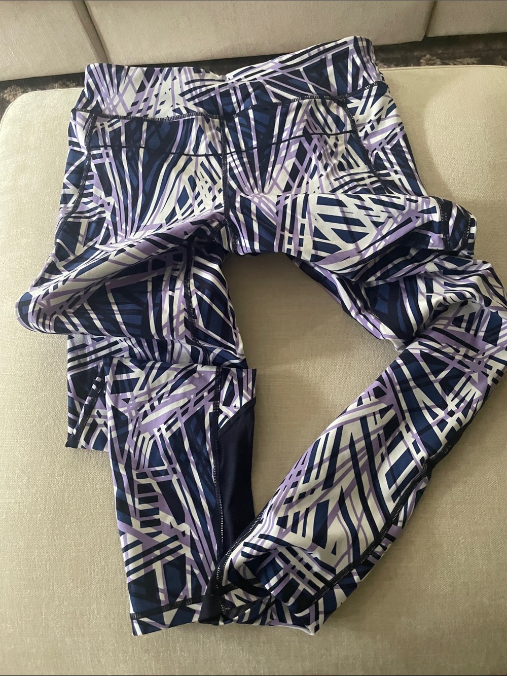Calvin Klein Navy, Lavender and White Geometric Track Joggers